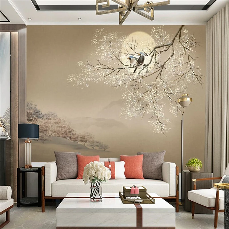 beibehang custom Flower bird brown photo wall paper home decor living room bedroom decoration mural wall sticker TV background