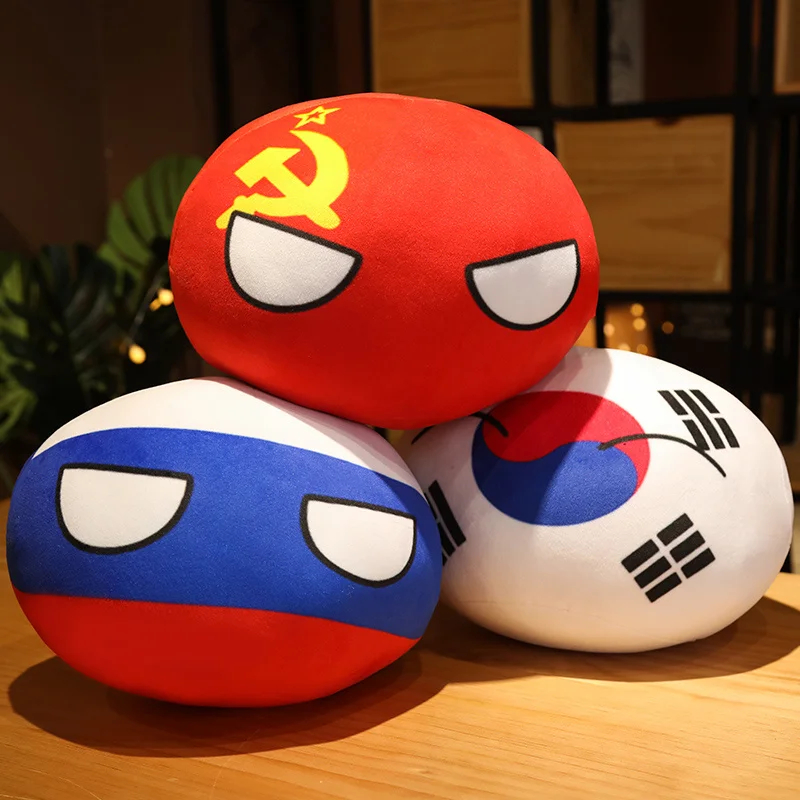 Funny 10/30/50cm Polandball Country Ball Toy Plush Pendant Plush Doll Countryball USSR USA FRANCE RUSSIA UK JAPAN GERMANY  ITALY