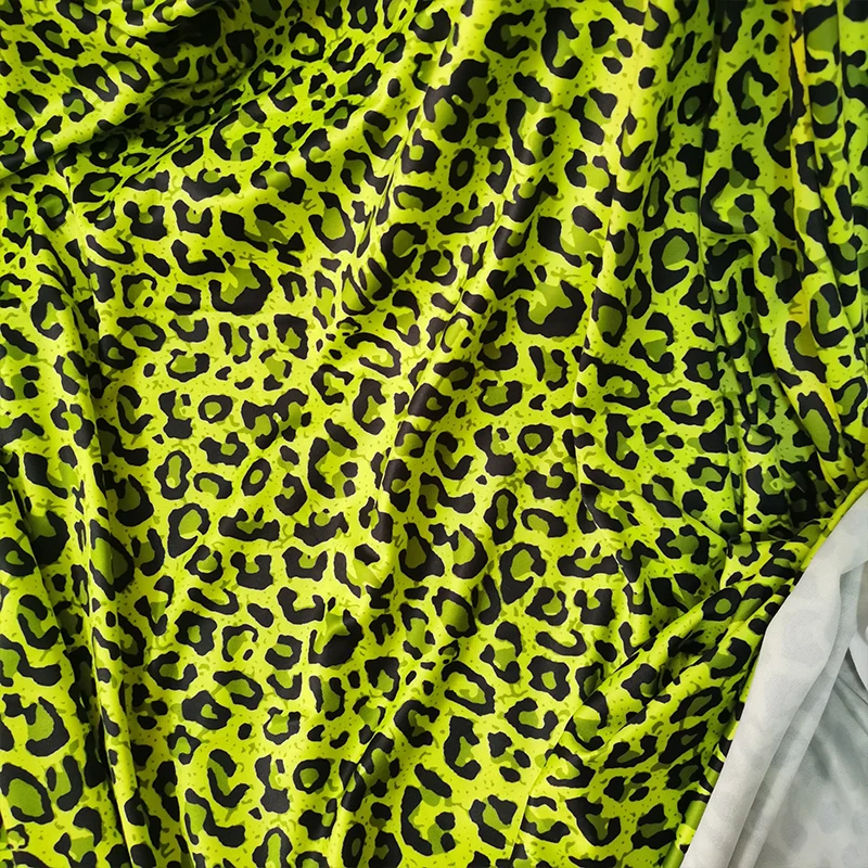 Good Milk Silk Cotton/Spandex knitted Fabric Green Leopard Dot Print 4 Way Stretch Soft Fabric DIY Sewing Dress/Clothing