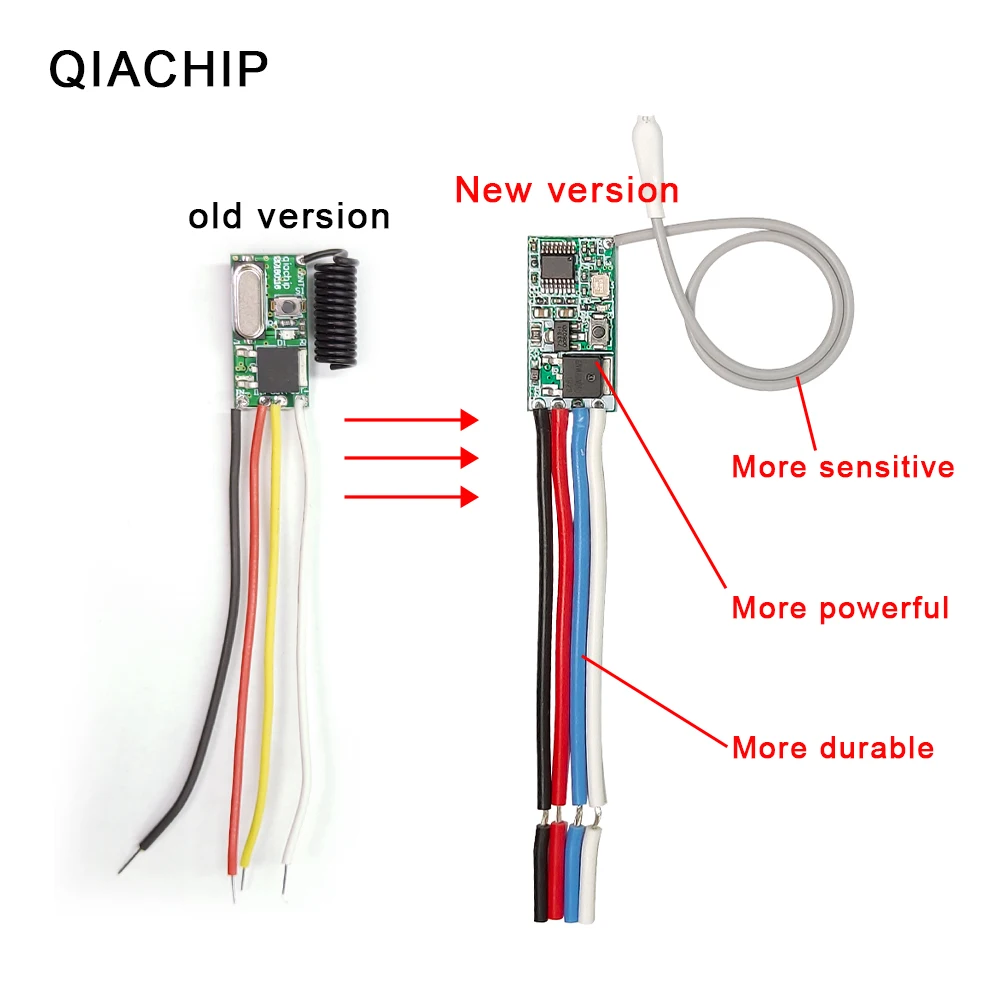 QIACHIP 433MHz Remote Control Switch Micro Mini DC 3.5V 3.7V 4.5V 5V 6V 7.4V 8.4V 9V 12V LED Light Switch Receiver Relay 433 MHz