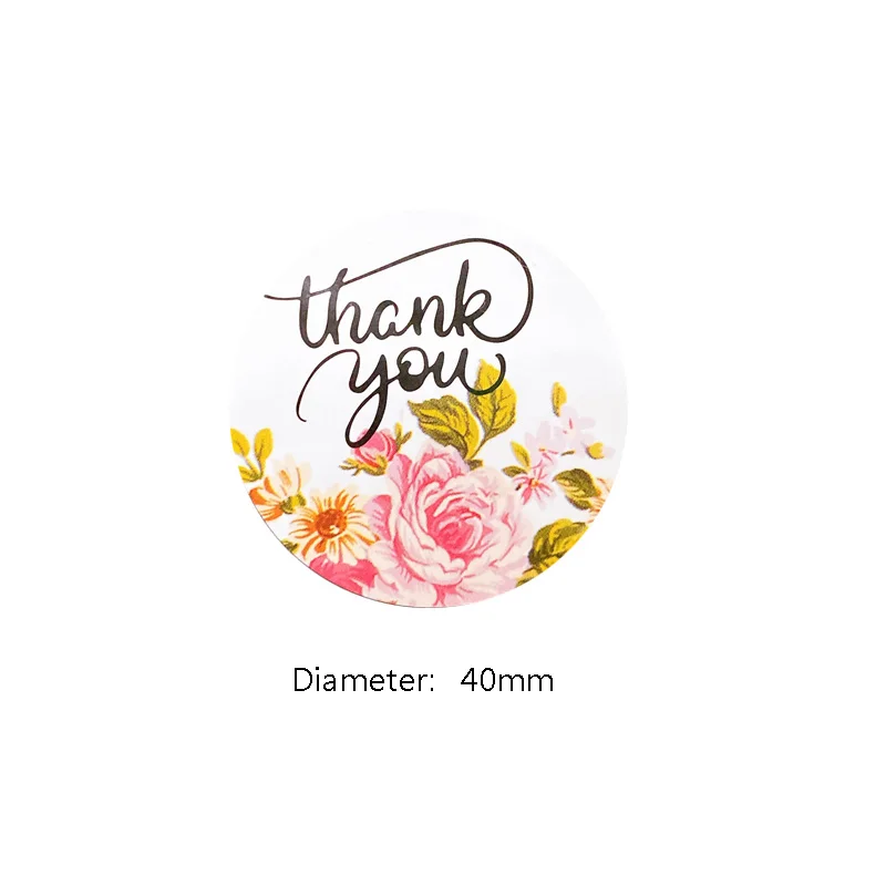 120pcs/pack Self-adhesive Thank you Creative Flower Handmade Round Stickers Cake Packaging Sealing Sticker DIY Sealing Sticker