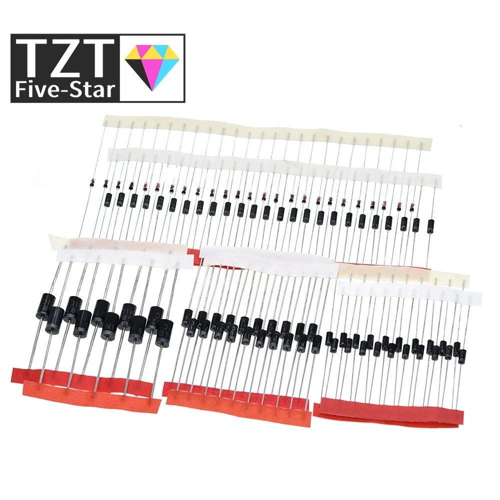 TZT 1 Packung 1N4148 1N4007 1N5819 1N5399 1N5408 1N5822 FR107 FR207, 8 Werte = 100 Stück – Detail 2