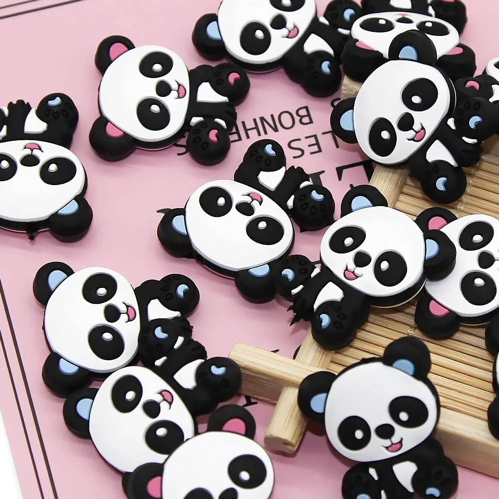 Cute-idea Mini Panda perline in Silicone 10 pezzi Baby Food Grade dentizione collana giocattolo cartone animato ciuccio Clip a catena prodotti per