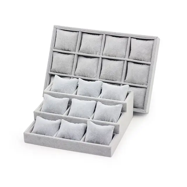 High Quality Elegant Luxury Velvet Jewelry Bracelet Bangle Watch Tray Display With Pillow Cushion