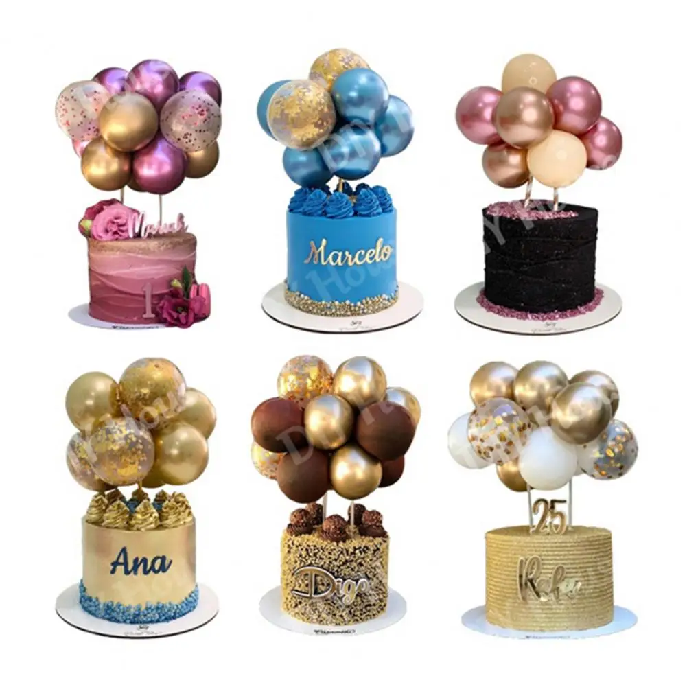 10Pcs 5Inch Balloons Thick Reusable Emulsion Rose Gold Cake Topper Decoration Balloons for Cakes