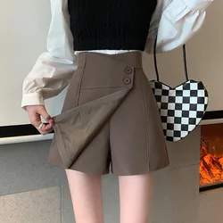 Women Casual Shorts Skirts New Arrival 2022 Spring Fashion Korean Style All-match Solid Color Ladies High Waist Short Pants T075