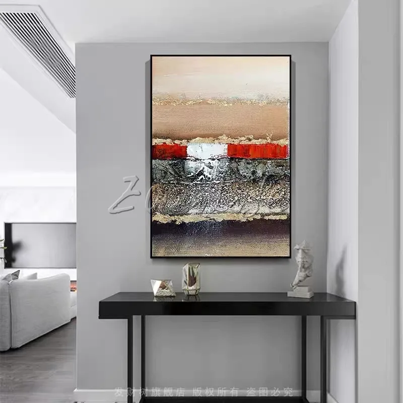 

Modern Abstract Gold Red Brown Black White Hand Painted Painting Acrylic Large Wall Art Pictures Canvas Painting Home Decor