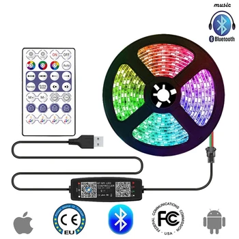 WS2812B intelligente Led striscia WS2812 30/60/144 pixel/m RGB individualmente indirizzabile luce USB Bluetooth Music Controller Kit DC5V