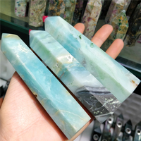 Natural Gemstones Sky Blue Caribbean Calcite Wand Obelisk Points Charm Crystals Healing Stones Mineral Quartz Crafts Room Design