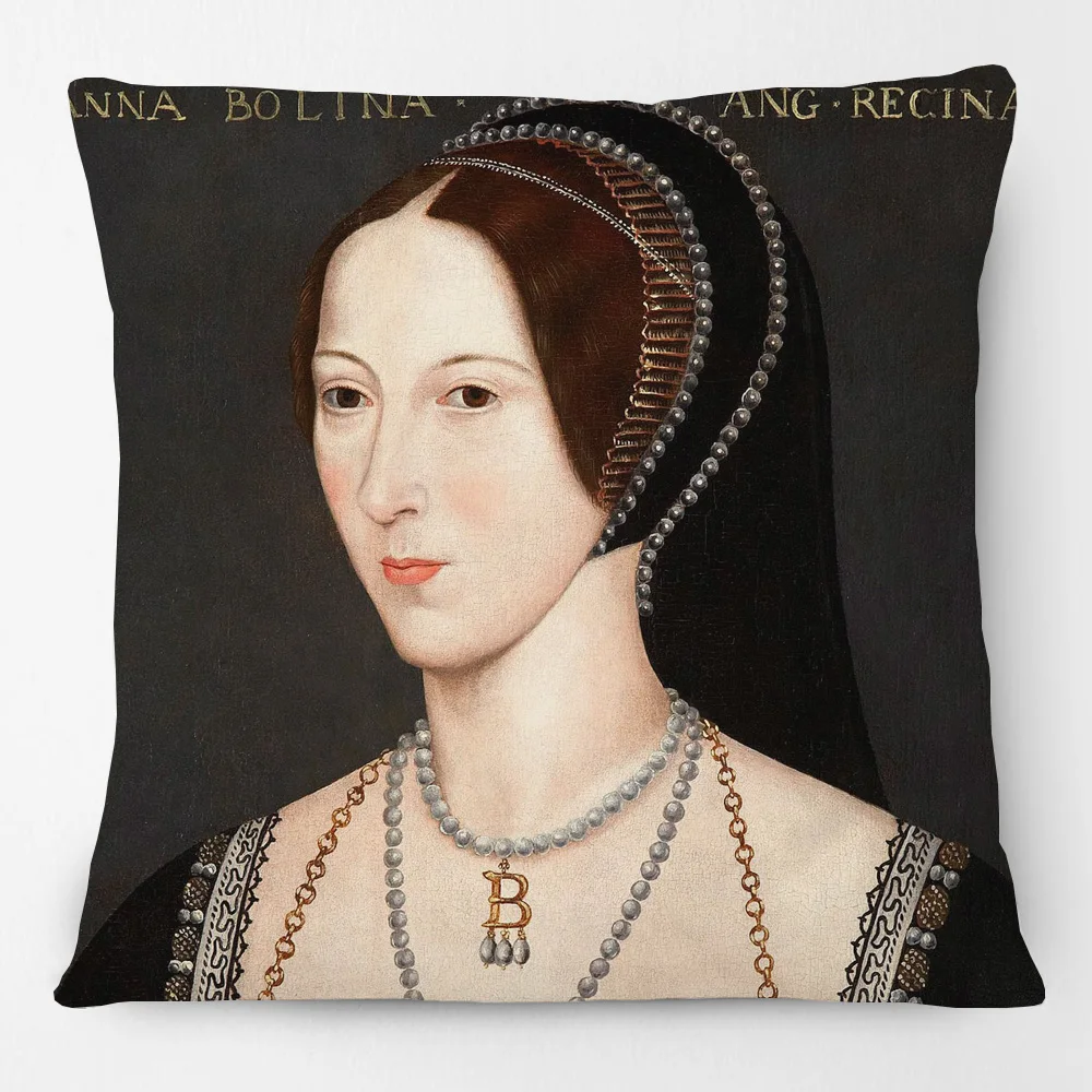 European Vintage Retro Oil Painting Princess Portrait Anne Boleyn Cushion Covers Bedroom Decorative Pillow Case