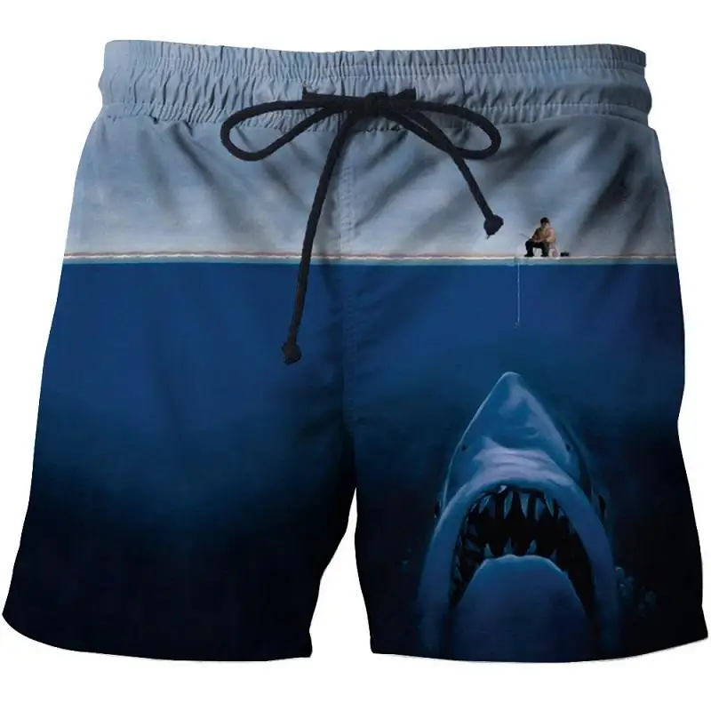 Swim shorts swim pants beach board 3d printed fish swim shorts quick dry pants swimsuit men\'s casual running shorts