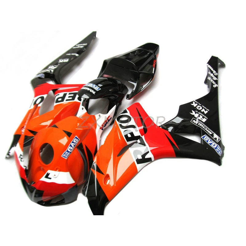 Injection fairings For HONDA CBR1000RR 2006 2007 CBR 1000RR 06 07 Repsol Orange Black ABS Plastic Fairing kit HJ30