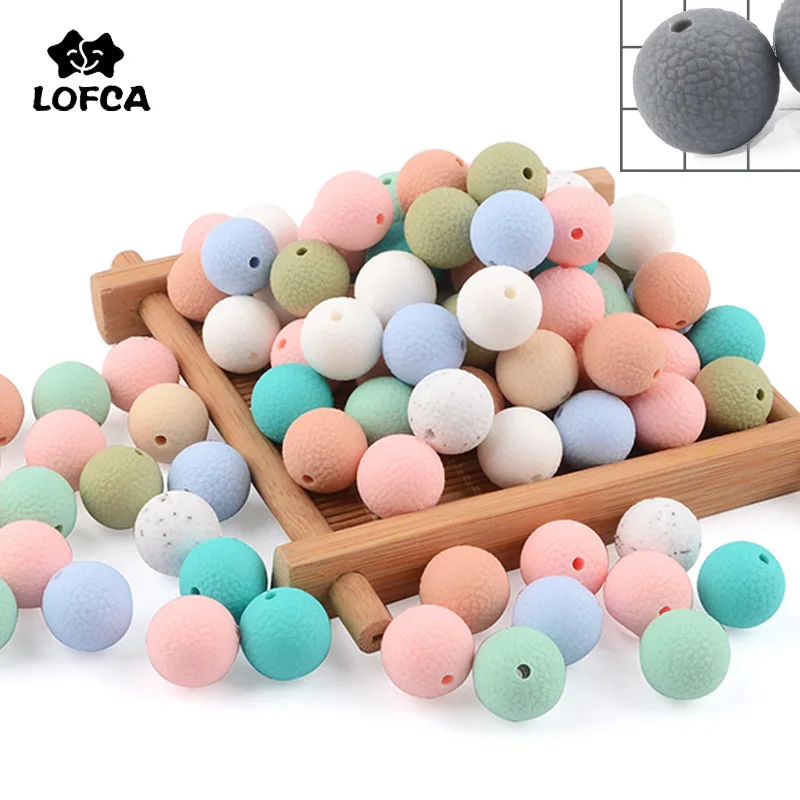 

LOFCA 20pcs 15mm Silicone beads Baby Silicone Leather Look Beads For Necklaces BPA Free Teether Toy Accessories Nursing DIY