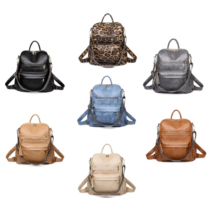 Women PU Leather School Backpack Convertible Ladies Fashion Casual Daypack Travel Large Shoulder Bags Anti-theft Rucksack