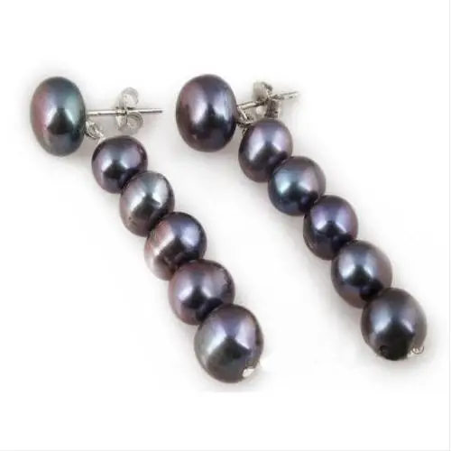 

New Arrival Favorite Pearl Dangle Earrings Black Genuine Freshwater Pearls S925 Sterling Silver Stud Fine Jewelry Women Gift