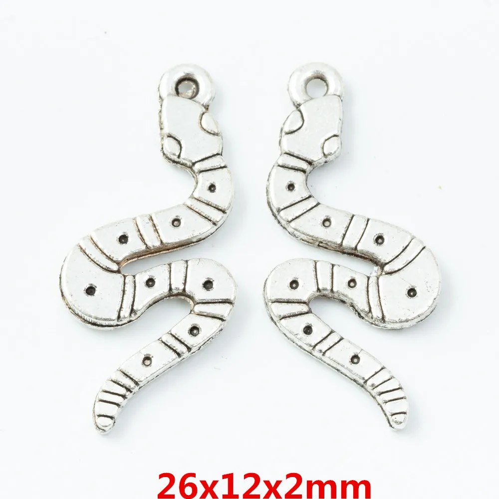 

60 pieces of retro metal zinc alloy snake pendant for DIY handmade jewelry necklace making 6754