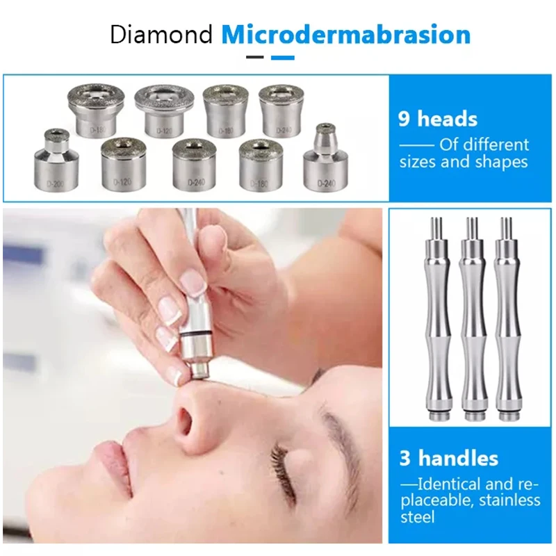 3 in 1 Diamond Microdermabrasion Machine For Blackhead Remover Facial Skin Exfoliators Water Spray Face Peeling Skin Tools