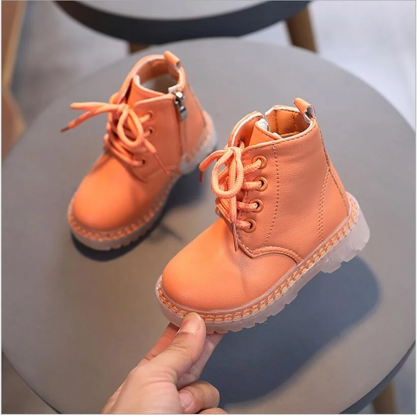 New Spring And Autumn Children\'s Boots Boys And Girls Soft Sole On Slip Zipper Fashion Single Boot Baby Walking Shoes