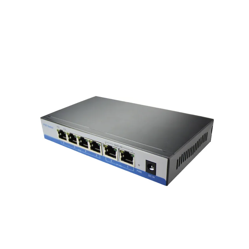 HYY10 CCTV active 4 Ports 10/100M PoE Switch Power Over Ethernet For POE IP Camera System Network Desktop Switches 2ports Uplink