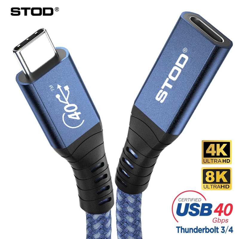 Thunderbolt 4 Extension Cable Thunderbolt 3 Type C 40gbps 100W USB-C Extender USB C Display 4K 8K Short Wire USB4 Extend Cord