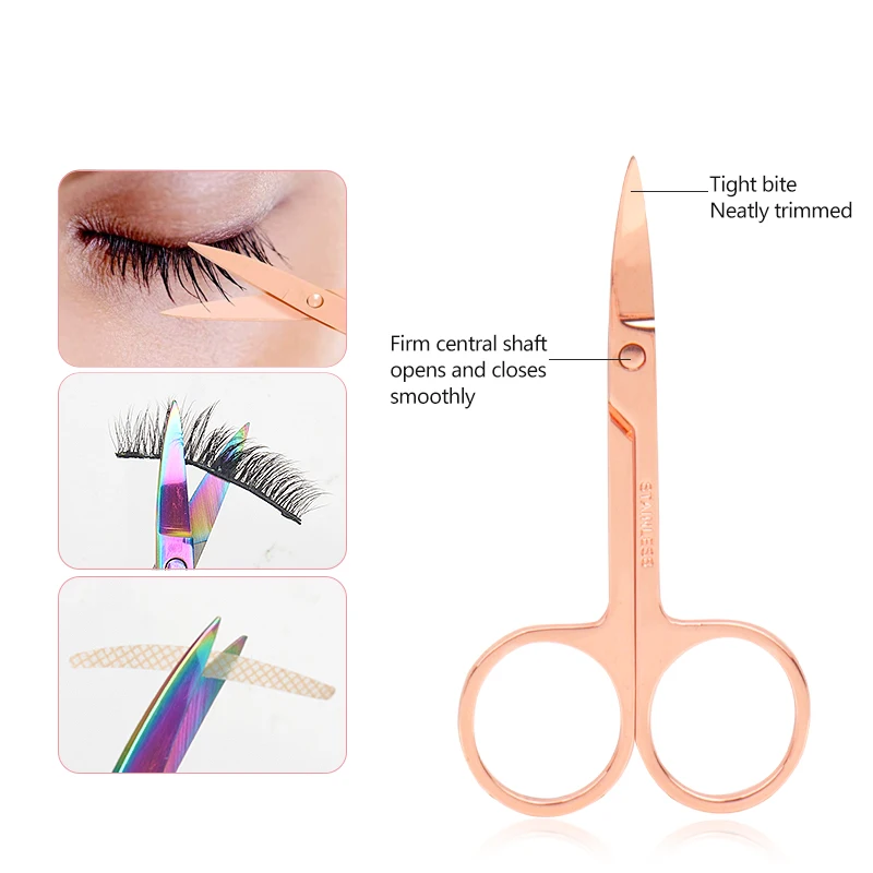 4 pièces professionnel garniture sourcils greffage faux cils recourbe ciseaux pince pliante en acier inoxydable pince outils de maquillage
