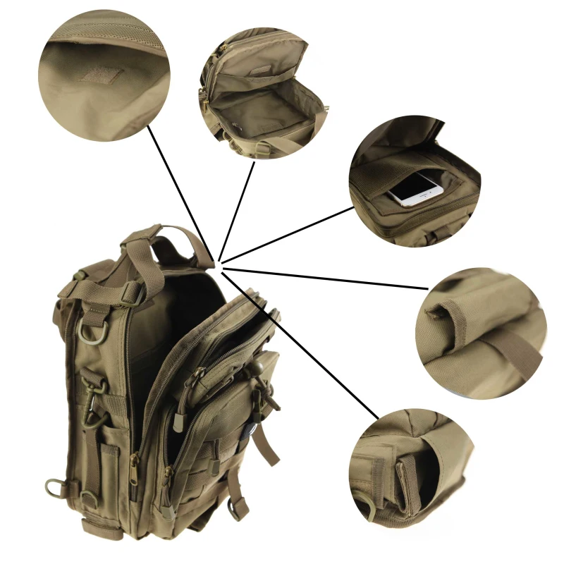 1000D Tactical Single Shoulder Bag Military Single Shoulder Backpack Army Molle Assault Sling Bag Small EDC One Strap Daypack