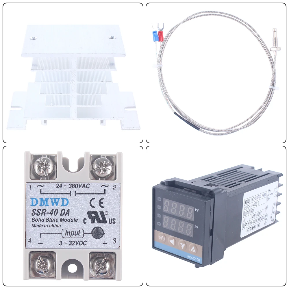 Imagem -04 - Digital Pid Controlador de Temperatura Termostato Ssr Relé Saída k Termopar Sonda Rexc100 Ssr40da Dissipador Calor Rex-c100