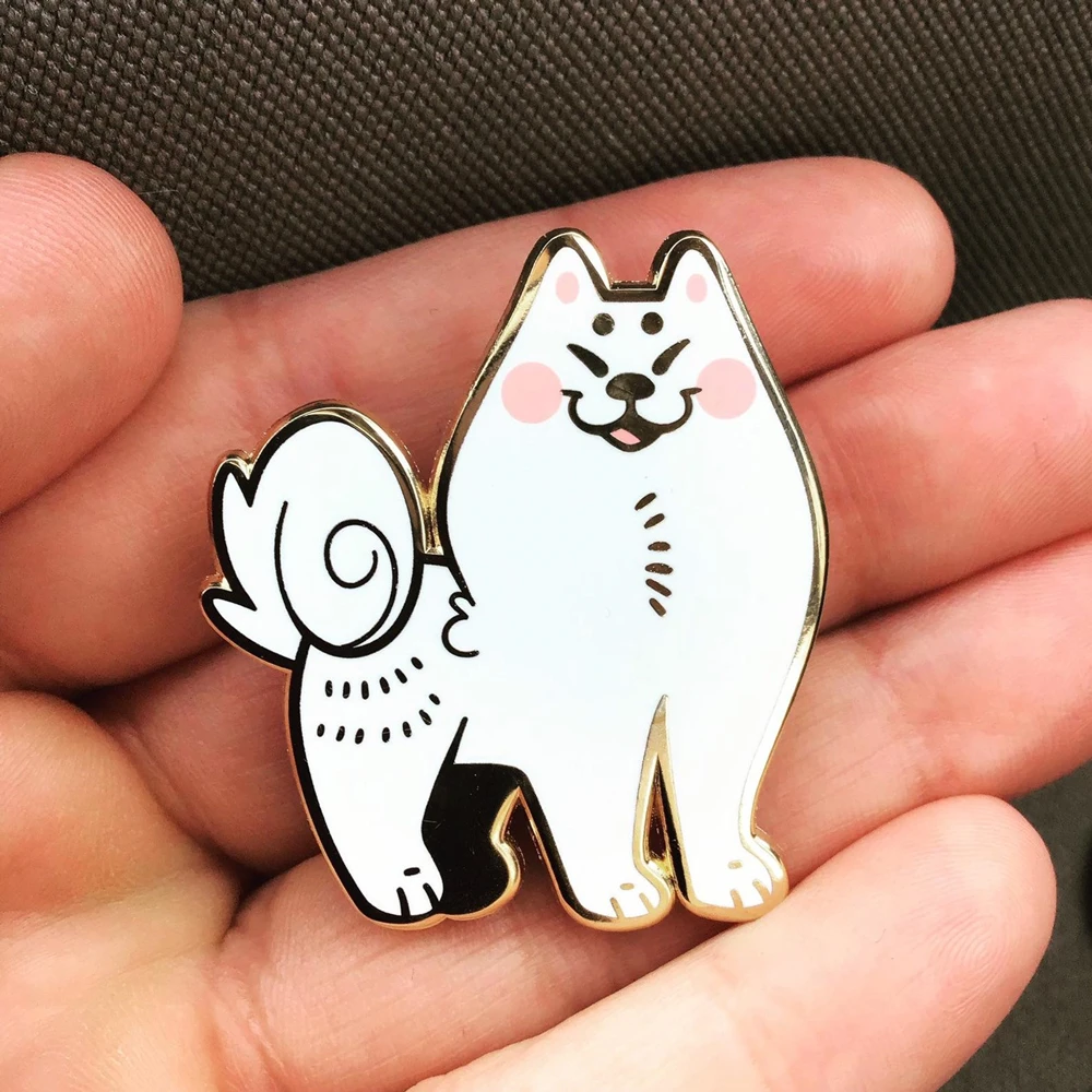 Cute Samoyed Hard Enamel Pin Fashion Cartoon Animals White Dog Medal Brooch Lapel Backpack Pins Jewelry Unique Gift