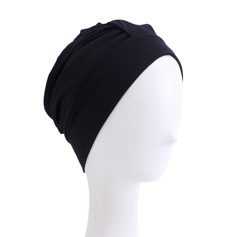 Turbante de algodón para mujer, gorro de cobertura completa para dormir de noche, Hijab interno, gorro elástico musulmán, gorro de quimio para la