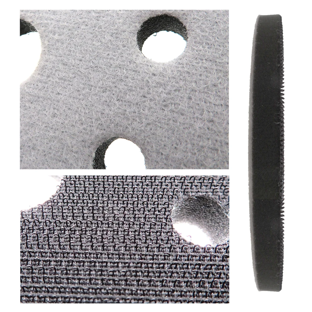 5 "9 หลุม 125 มม.อินเทอร์เฟซ Pad Hook และ LOOP Soft Foam Disc Pad สําหรับ Damping & ปกป้องแผ่นขัด (Pack of 5)
