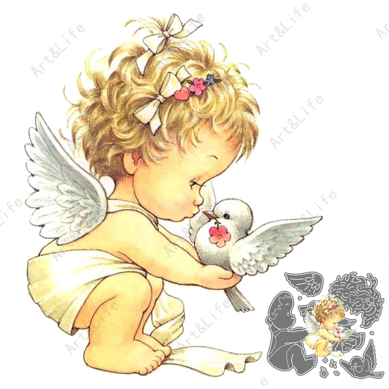 Baby Angel 2022 New Metal Cutting Dies Peace Dove Crafts Stencils for Scrapbooking Album Birthday Cards Embossing Cut Die LOVE