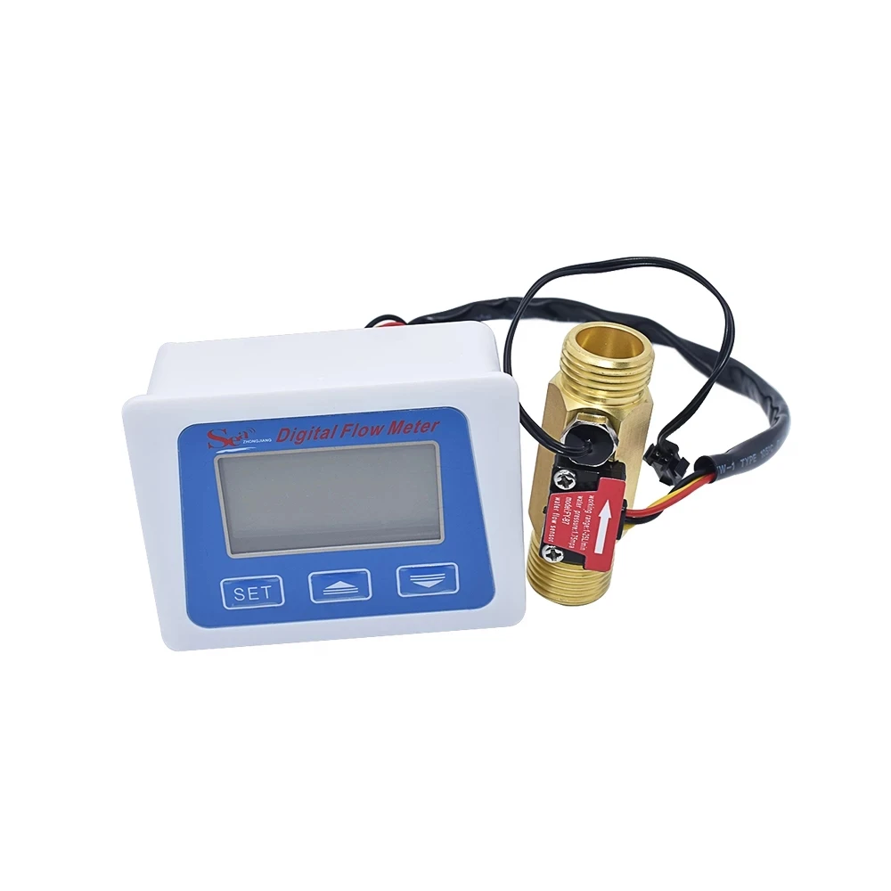 Digital LCD display Water flow sensor meter flowmeter totameter Temperature time record With G1/2 flow sensor