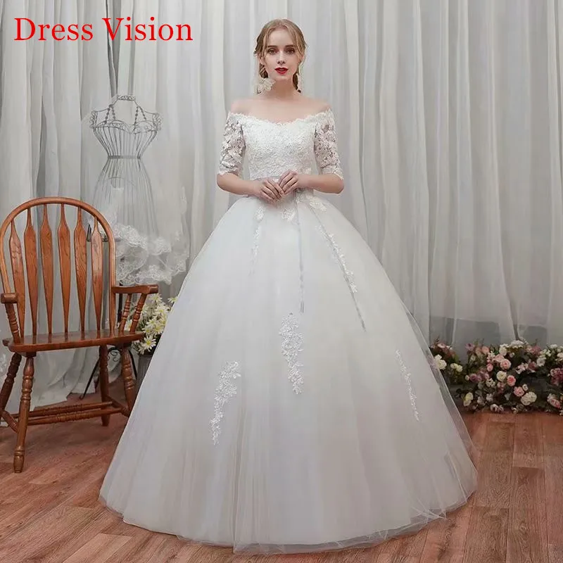 

Wedding Dress платья Vestidos Robe Longue Robe De Soiree Bride To Robe De Mariage Simple Lace Tulle Half Sleeve