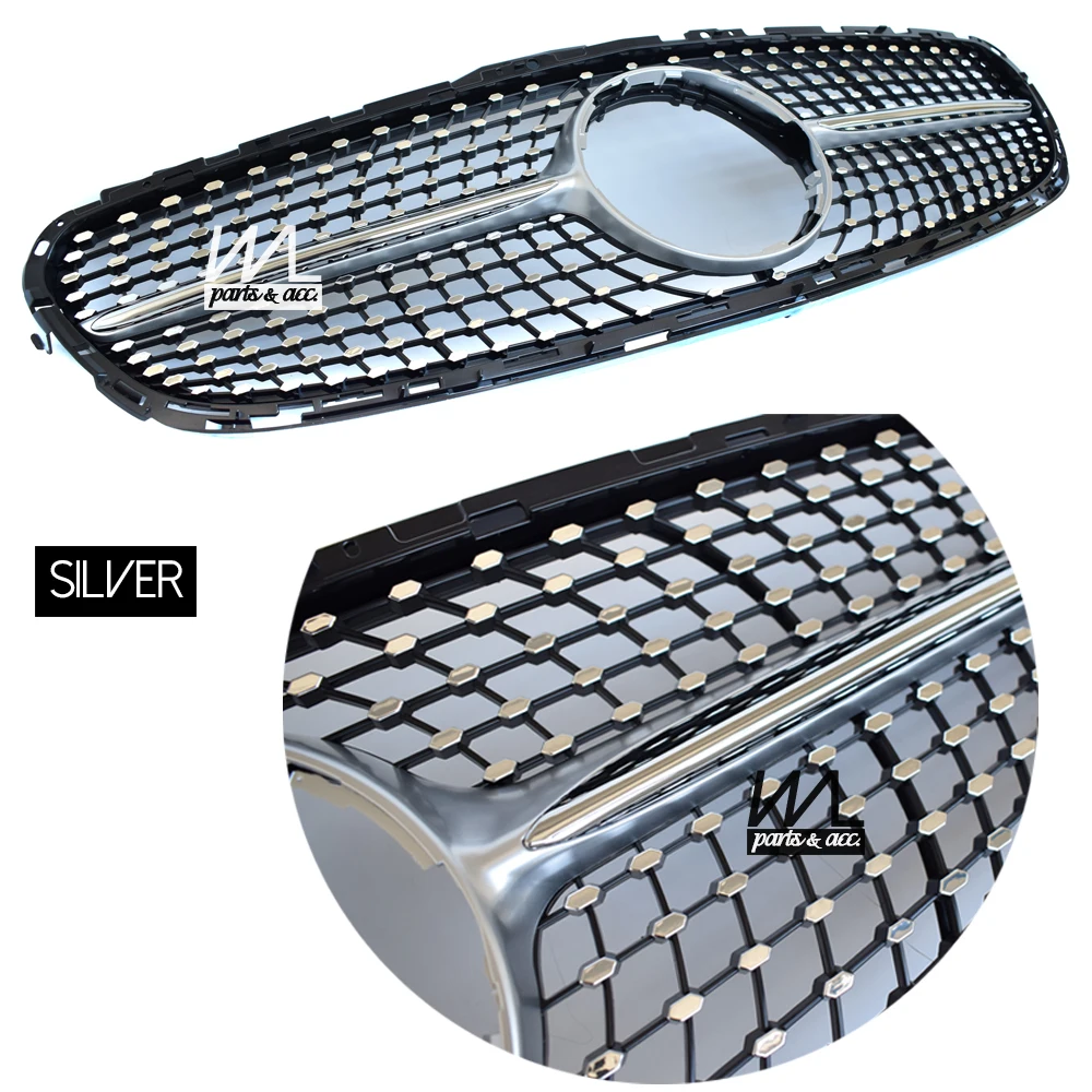 W212 Diamonds Grill, Black Front Grille for Mercedes Benz E Class 4-Door Saloon W212 & 5-Door Estate S212 2014 - 2016 E300 E350