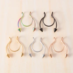 1PC Surgical Steel Spike Fake Septum Stud Fake Piercing Fake Nose Rings Hoop Fake Nose Ring Non Pierced Nose Jewelry for Women