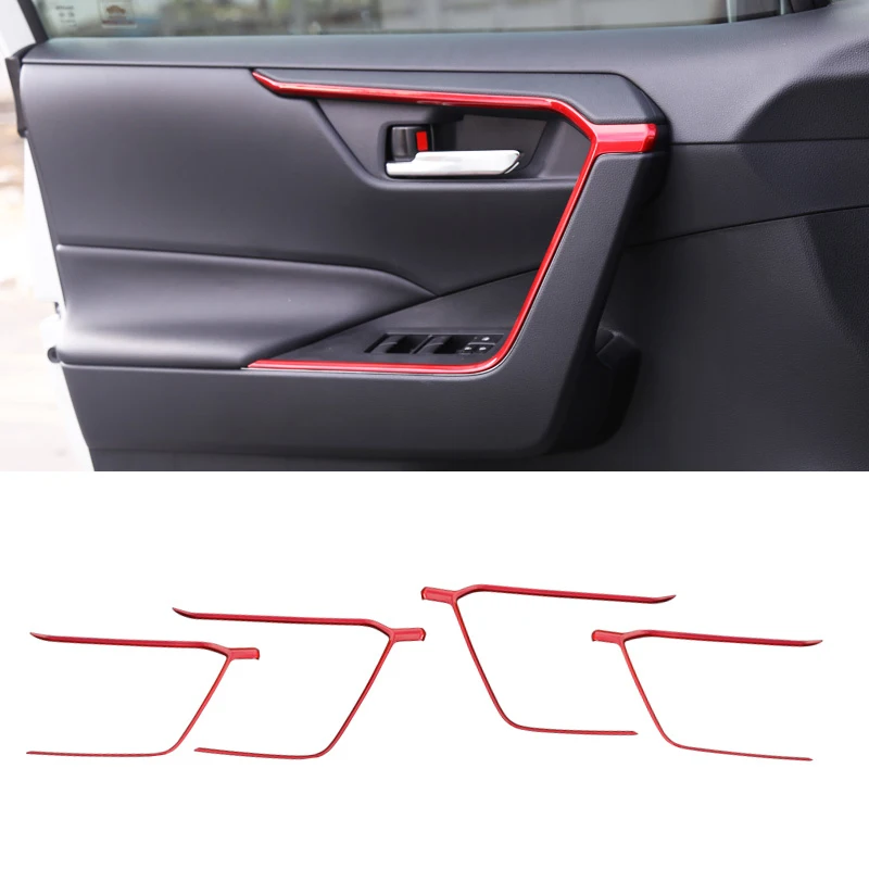 

Car Accessories for Toyota RAV4 XA50 2019 2020 2021 ABS Plastic Red Interior Door Armrest Decoration Cover Trim 4pcs