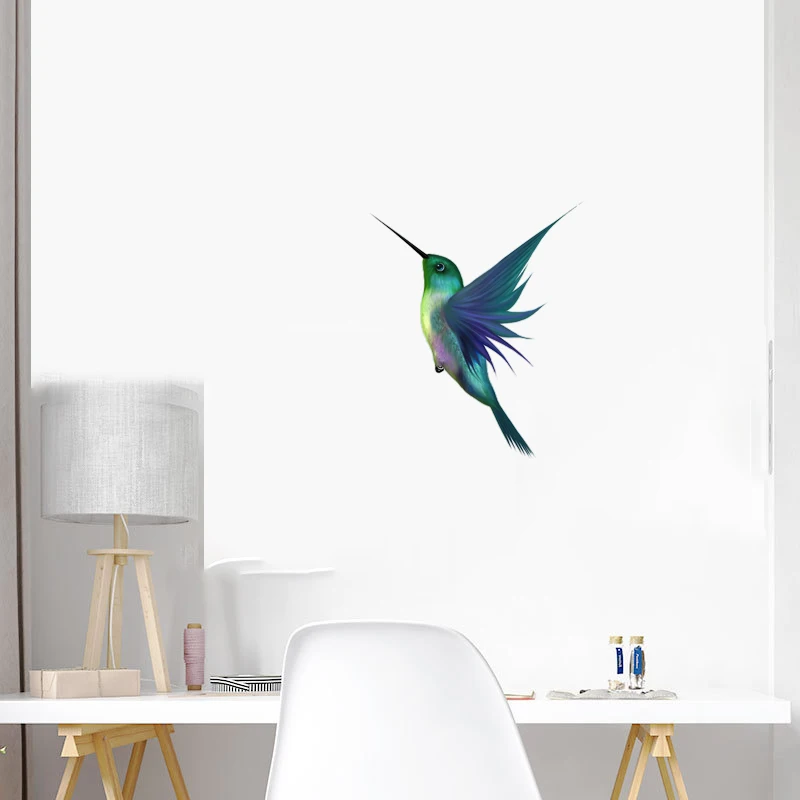 Three Ratels QCF46 Beautiful hummingbird hand painted bird sticker for home decoration Toilet sticker