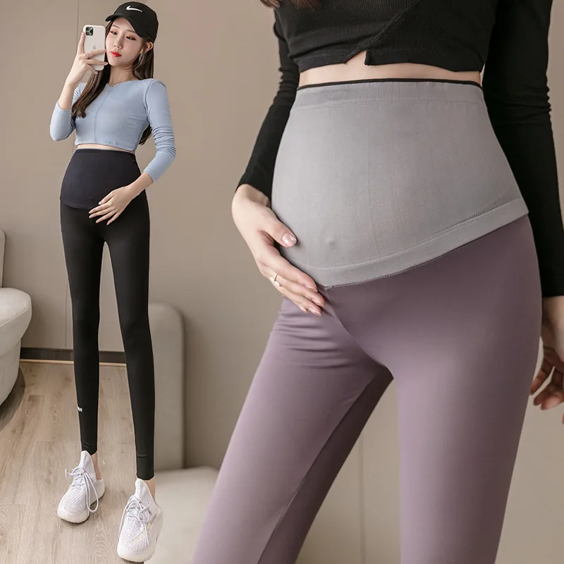 

2021 Maternity Skinny Leggings Spring Autumn Thin Pregnant Women Pregnancy Yoga Trousers Pencil Pants Letter Sweatpants Clothes