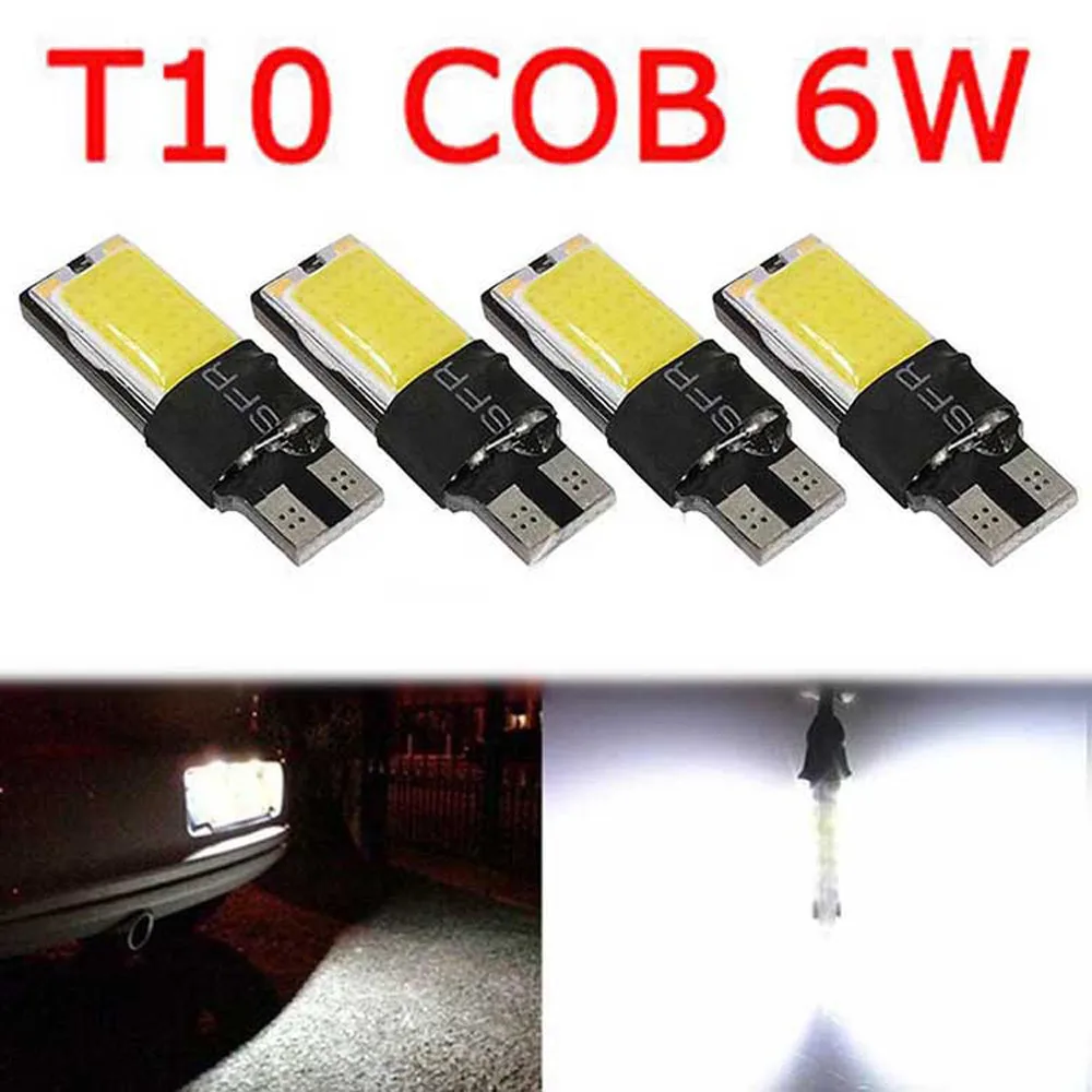 Car 4pcs T10 Cob 6w W5w 194 168 Led Canbus Error Free Side Wedge Light Bulb Auto License Plate White Lamp 12v Dropshipping