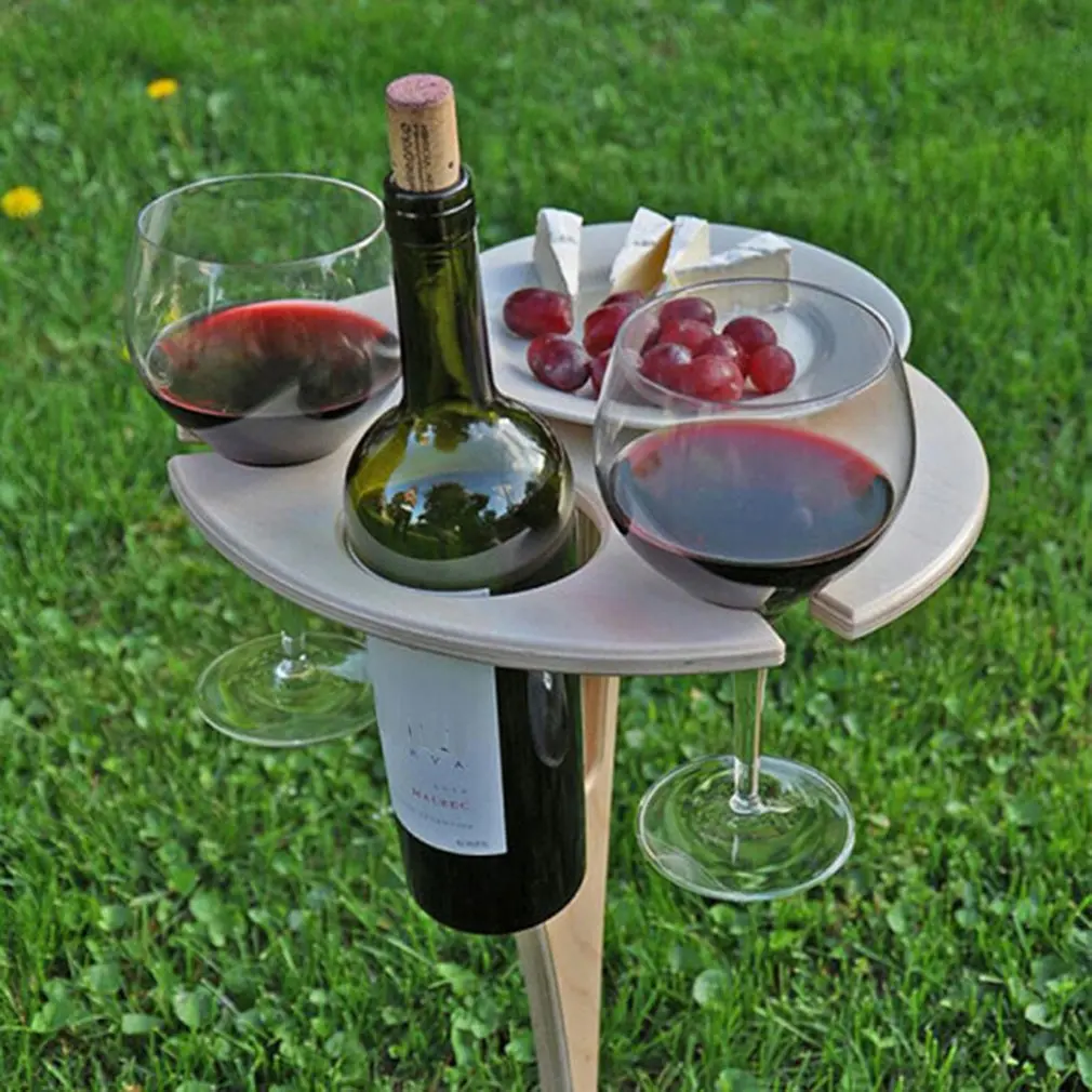 Mini Mesa de vino para exteriores, mesa redonda de madera plegable de escritorio, suministros de muebles de jardín, Picnic de viaje, Playa
