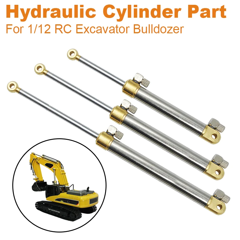 Hydraulic Cylinder Part 55MM/75MM/90MM Stroke travel For 1/12 RC Excavator Bulldozer Huina Car Parts