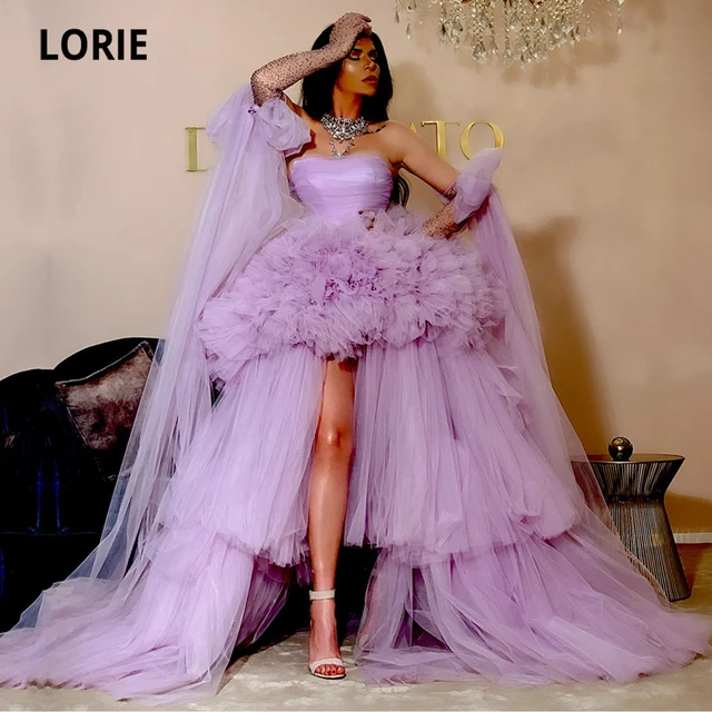 LORIE High Low Prom Dresses 2024 Tiered Tulle Light Purple Short Front Long Back Evening Gown Girl Party Dress for Graduation AliExpress 320