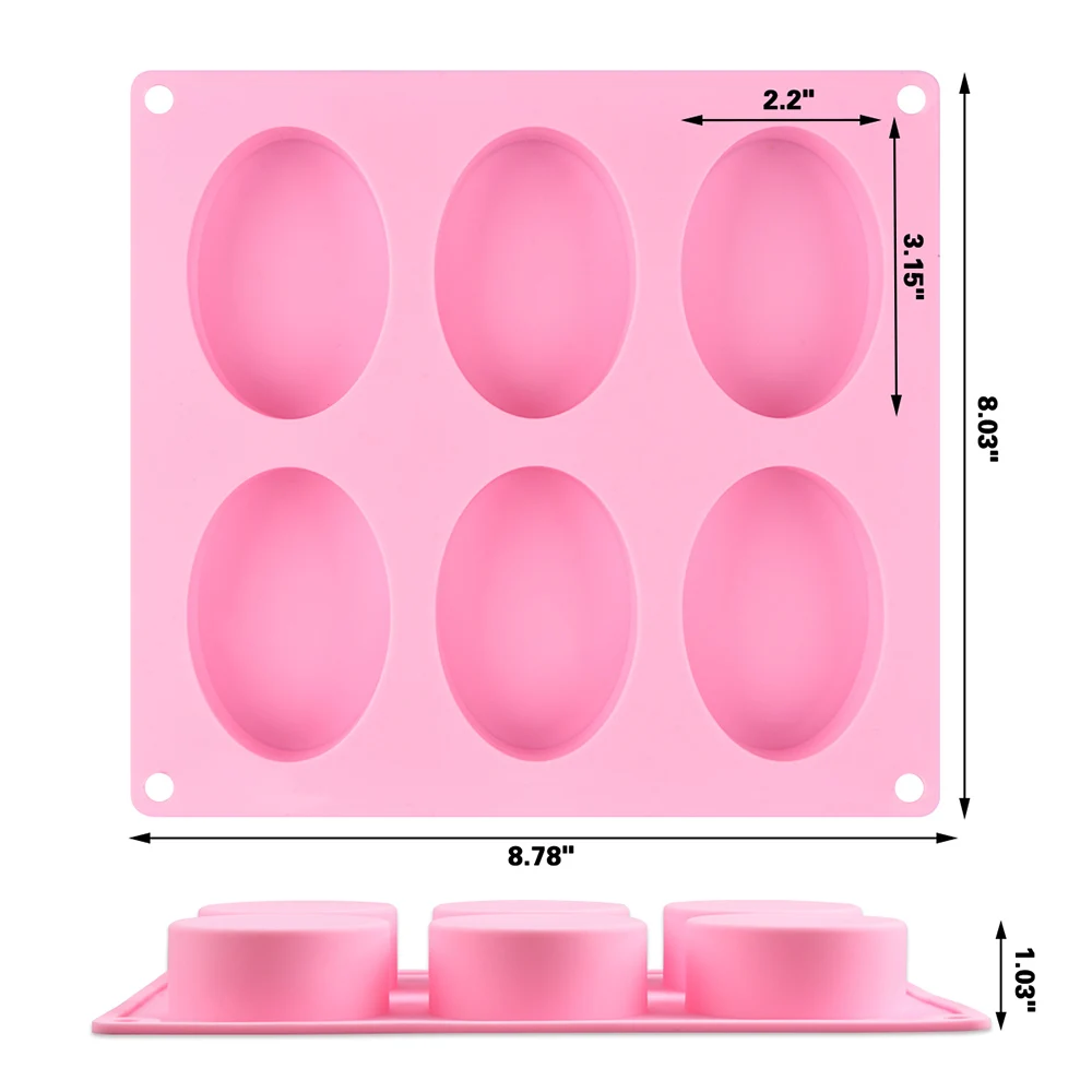 SILIKOLOVE 6Cavity Oval Silicone Mold for Soap Making Handmade Oval Soap Forms 3d Craft DIY Silicon Mold  Resin