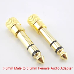 1/2pcs 6.5mm to 3.5mm Male to Female Headphone Stereo Audio Jack Plus Adapter 6.5 3.5 Converter Gold Music MP3 L19