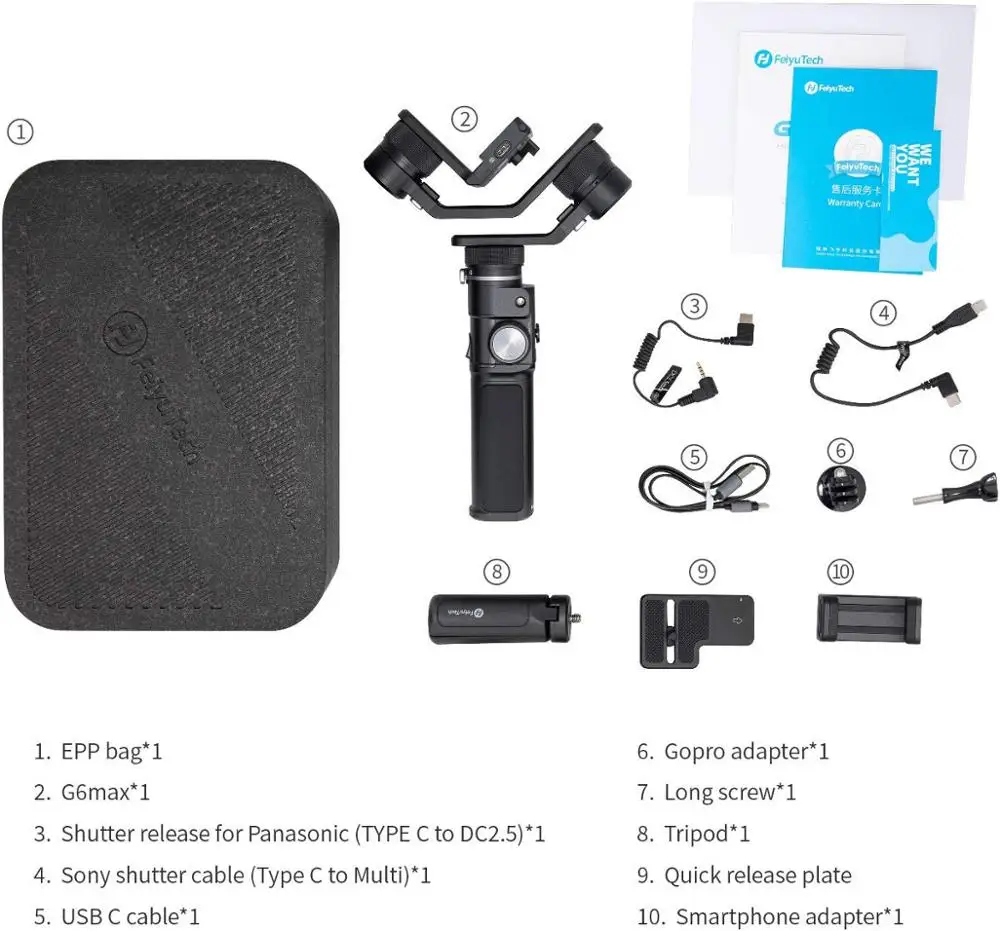 Imagem -06 - Feiyu g6 Máximo Cardan Estabilizador Handheld para Câmera Espelhada Câmera Bolso Gopro Hero Estabilizateur Smartphone g6 Plus