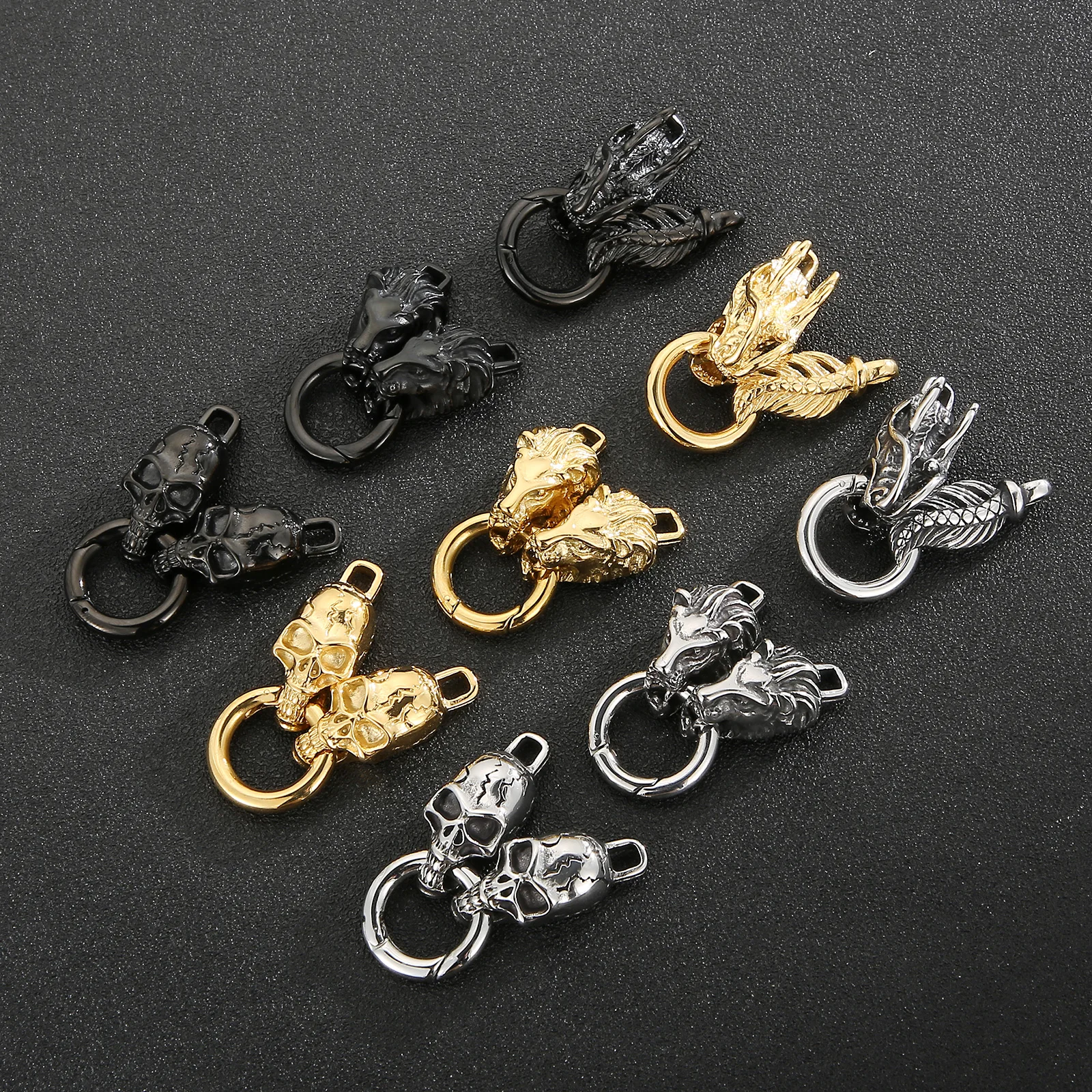 Stainless Steel Skull Clasps Supplies For Jewelry Necklace Bracelets Hand Made Dragon Connected Clasps DIY Jewelry Making