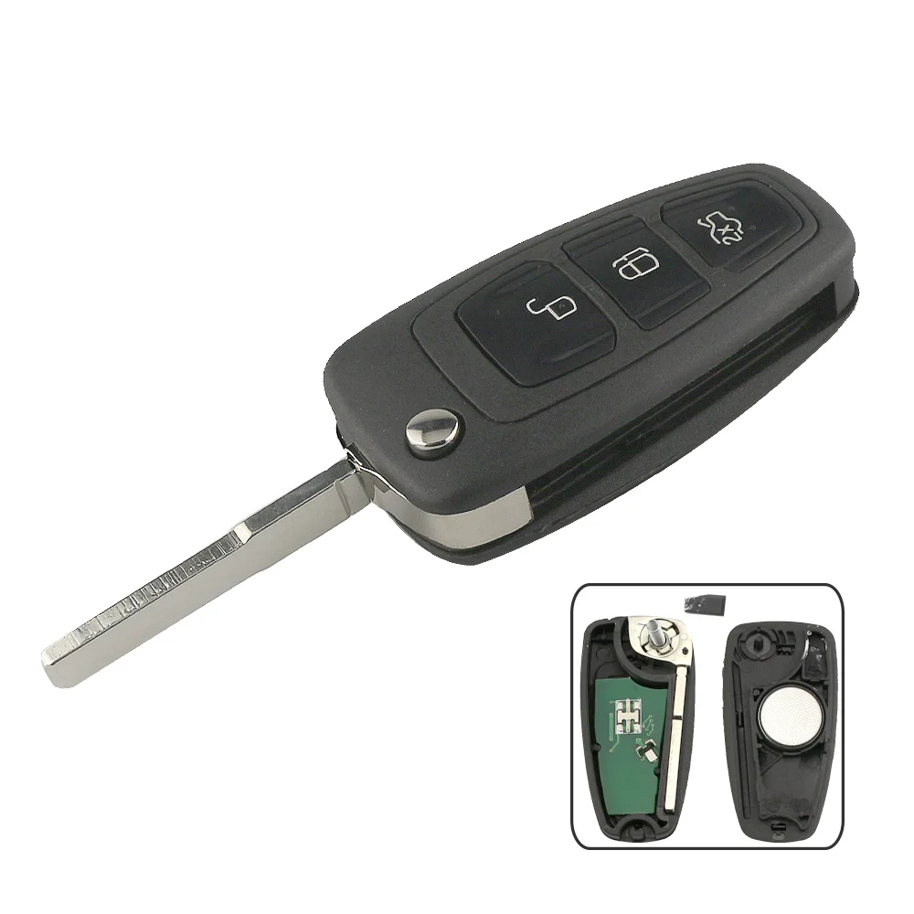 YIQIXIN 3 Buttons Car Remote Key For Ford Mondeo C-Max 2011 2012 Focus Fiesta 433Mhz 4D63 4D60 Chip 80 Bit HU101/FU21 Blade