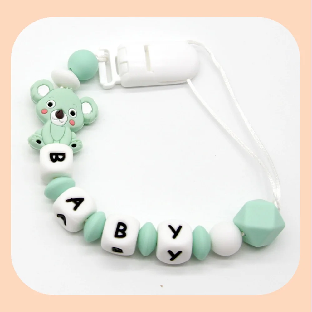 Cute-idea 1set BPA Free Baby Teething Necklace Pacifier Chain Baby  Koala Teether Nursing Toy Gift Food Grade Silicone Beads