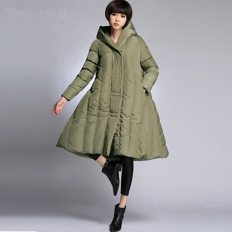 Winter women\'s down coat hem is big for fat people. Large size 10XL puffer jacket black red navy green army green