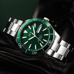 Switzerland Luxury Brand I&W Automatic Mechanical Watch Men 100m Waterproof Diver Sports Watches for Men Green Relogio Masculino